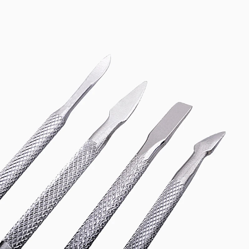 4 Piece Stainless Steel Double Ended Cuticle Pusher Set