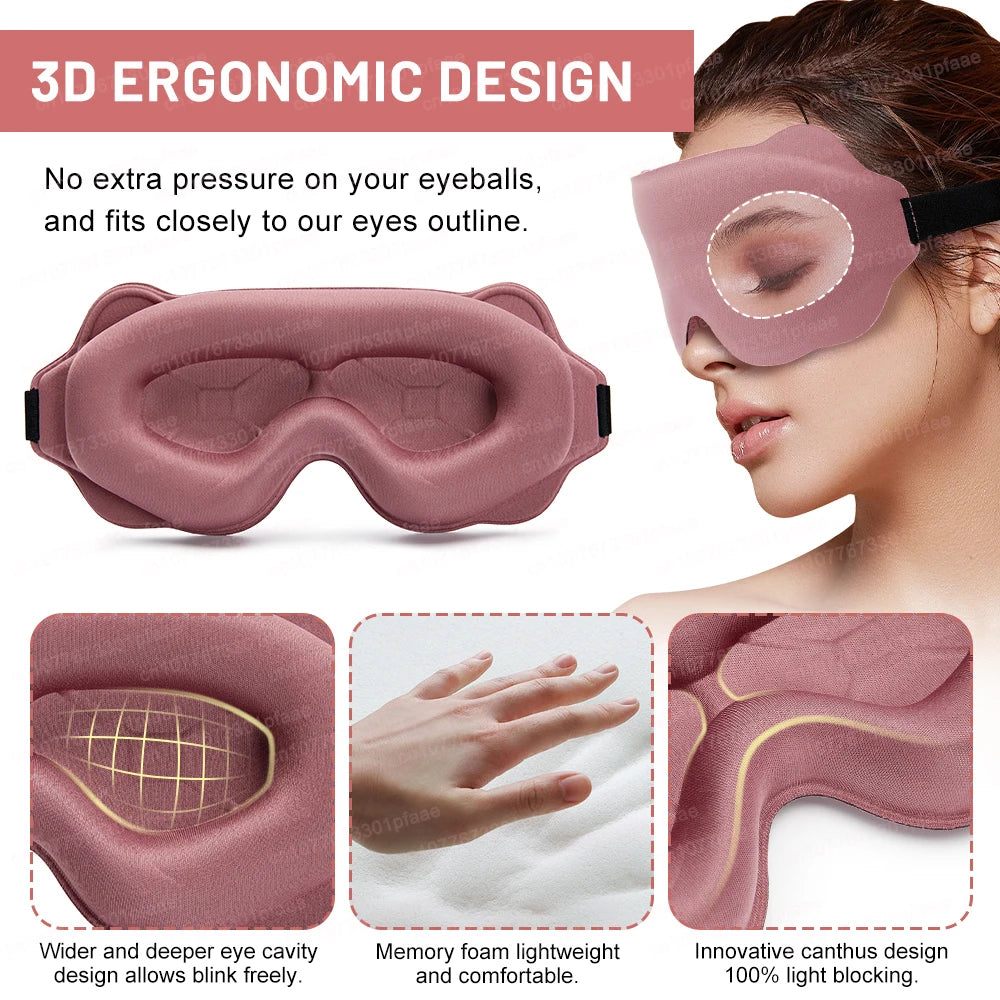 3D Sleep Mask Sleep Aid Eye Mask Block Out Light Travel
