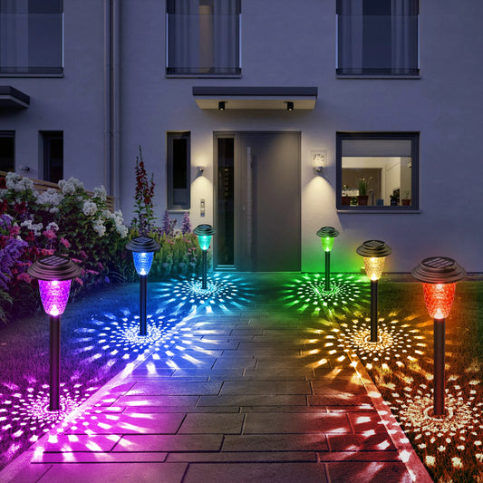Solar Pathway Lights RGB Color Changing Pack 2 8 10 Outdoor