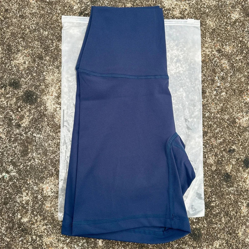 Solid Color High Waist Yoga Shorts Squat Proof With Pocket