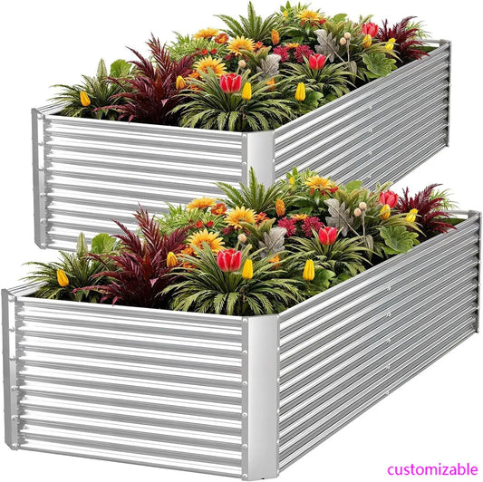 Tall 8X4FT Galvanized Raised Garden Bed 2pcs Vegetable