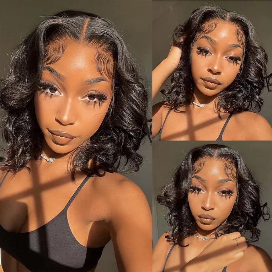 Wear And Go Glueless Bob Wig Human Hair Short Body Wave Lace Front 4X4 HD Lace Closure Wig For Women Brazilian Remy Hair