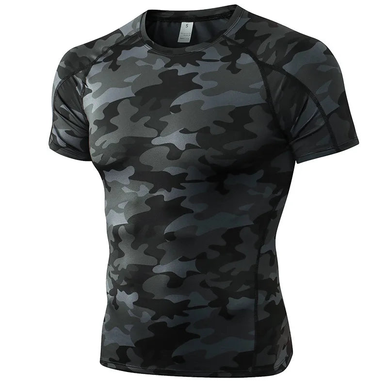 Elastic Mens Quick Dry Sport Running Shirt Fitness Top