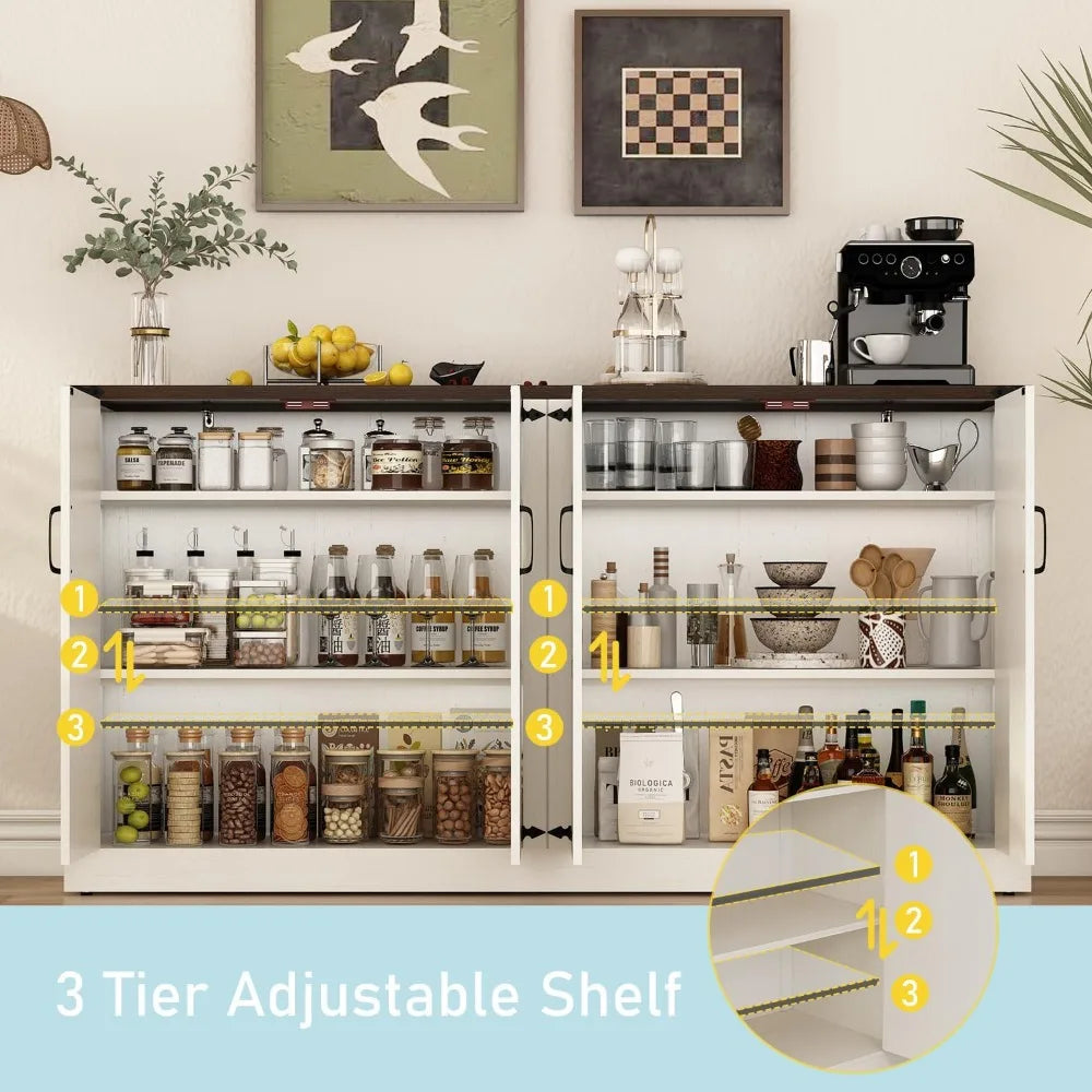 65 Inch Farmhouse Sideboard Buffet Cabinet With Storage