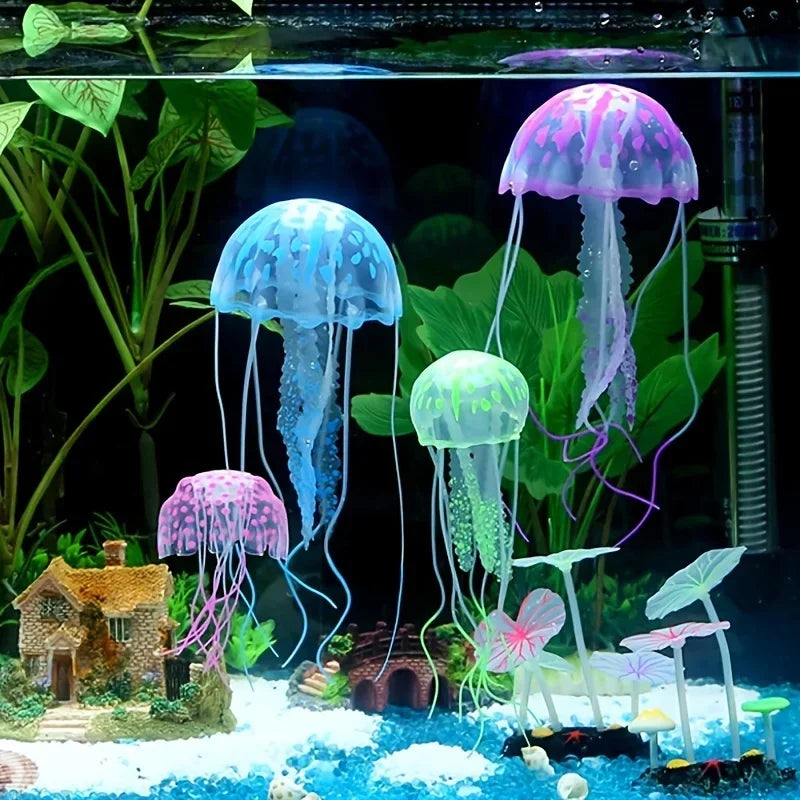 Artificial Swim Glow Jellyfish For Fish Tank Luminous Aquarium Underwater Decoration That Moves With Water Current
