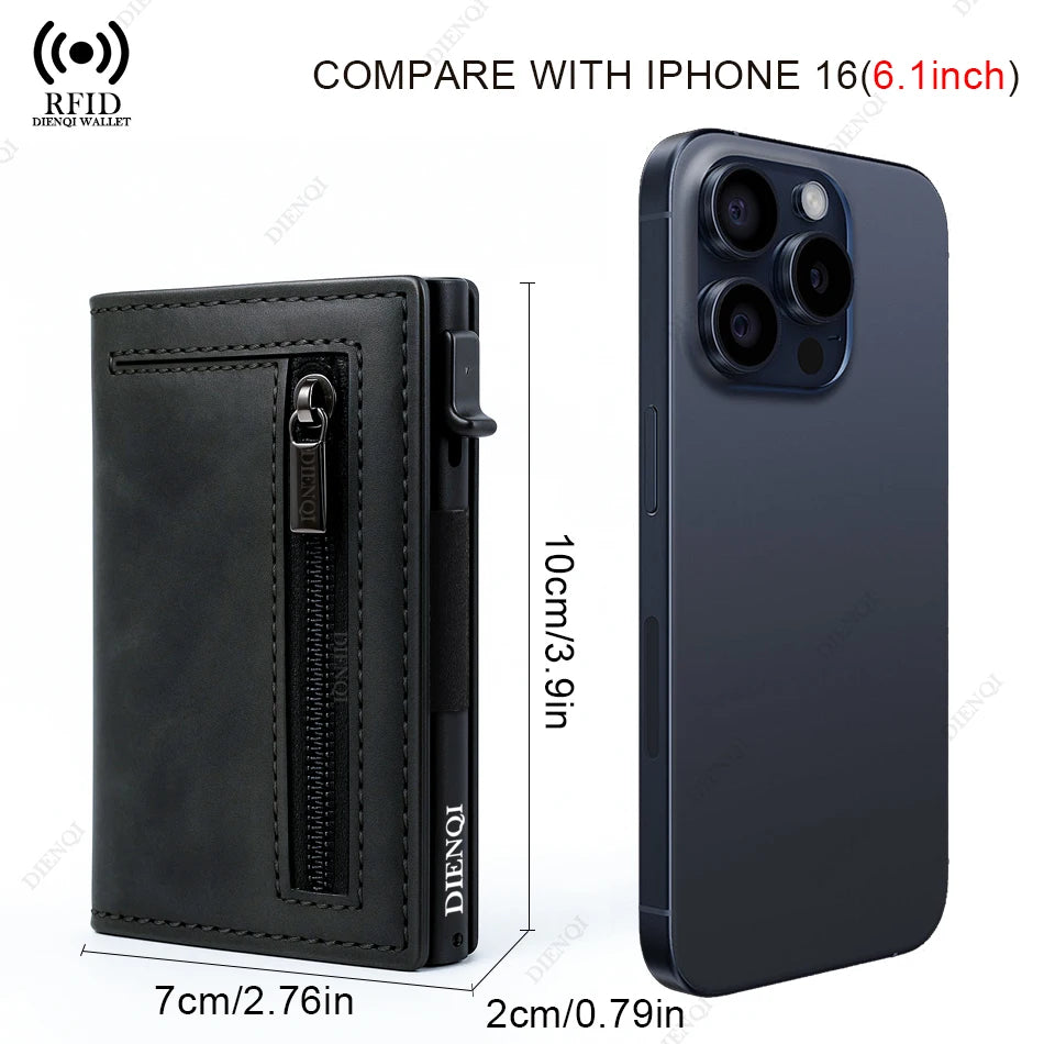 RFID Credit Card Holder For Men Slim Minimalist Wallet Aluminum Metal Luxury Money Purse