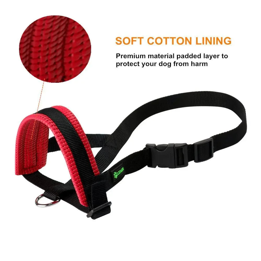 Breathable Nylon Dog Muzzle Anti Bark Collar With Stripes