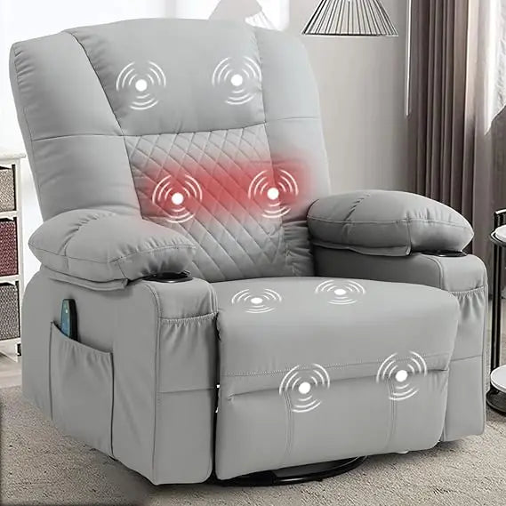 Faux Leather Oversized Rocker Recliner With Massage Heat