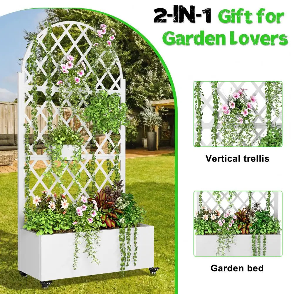 Metal Planter Box With Trellis Garden Bed Drainage Hole
