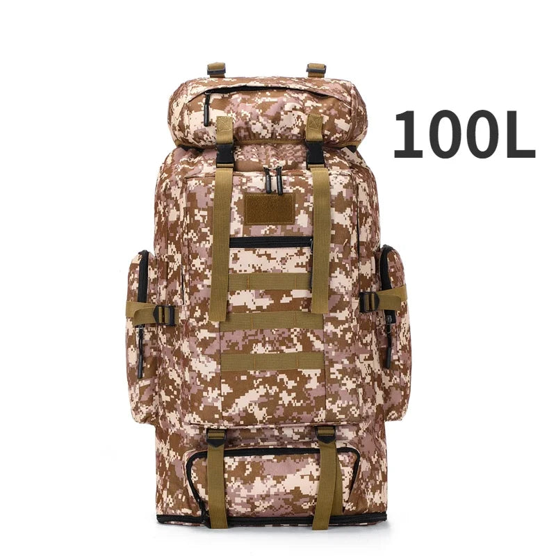 80L To 100L Mountaineering Backpack Climbing Bag Tactical Large Outdoor Hiking Camping Travel