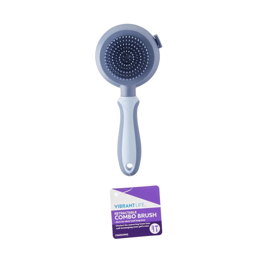 Dog Retractable Pin Brush Dual Sided Self Clean Ergonomic
