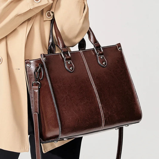 Women Handbag Crossbody Shoulder Tote Bag Genuine Leather Cowhide Messenger Top Handle Fashion Office Bag