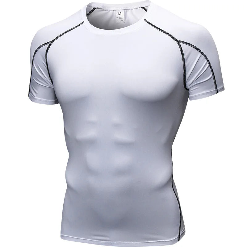 Elastic Mens Quick Dry Sport Running Shirt Fitness Top