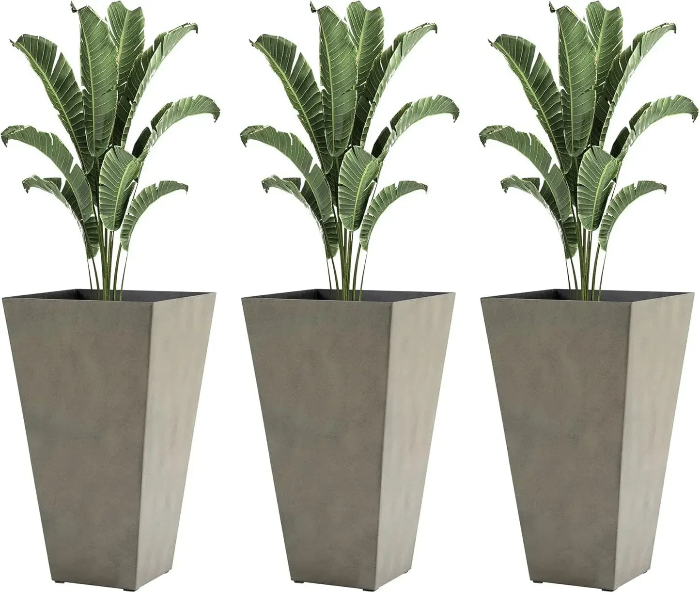 Set Of 3 Tall Planters With Drainage Holes Outdoor 28 Inch