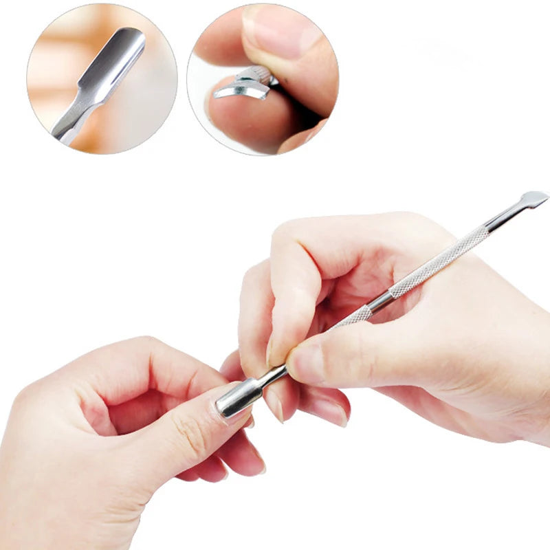4 Piece Stainless Steel Double Ended Cuticle Pusher Set