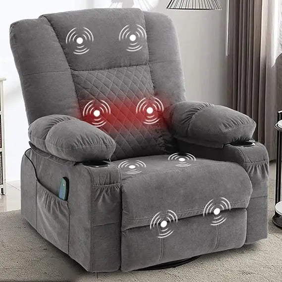 Faux Leather Oversized Rocker Recliner With Massage Heat