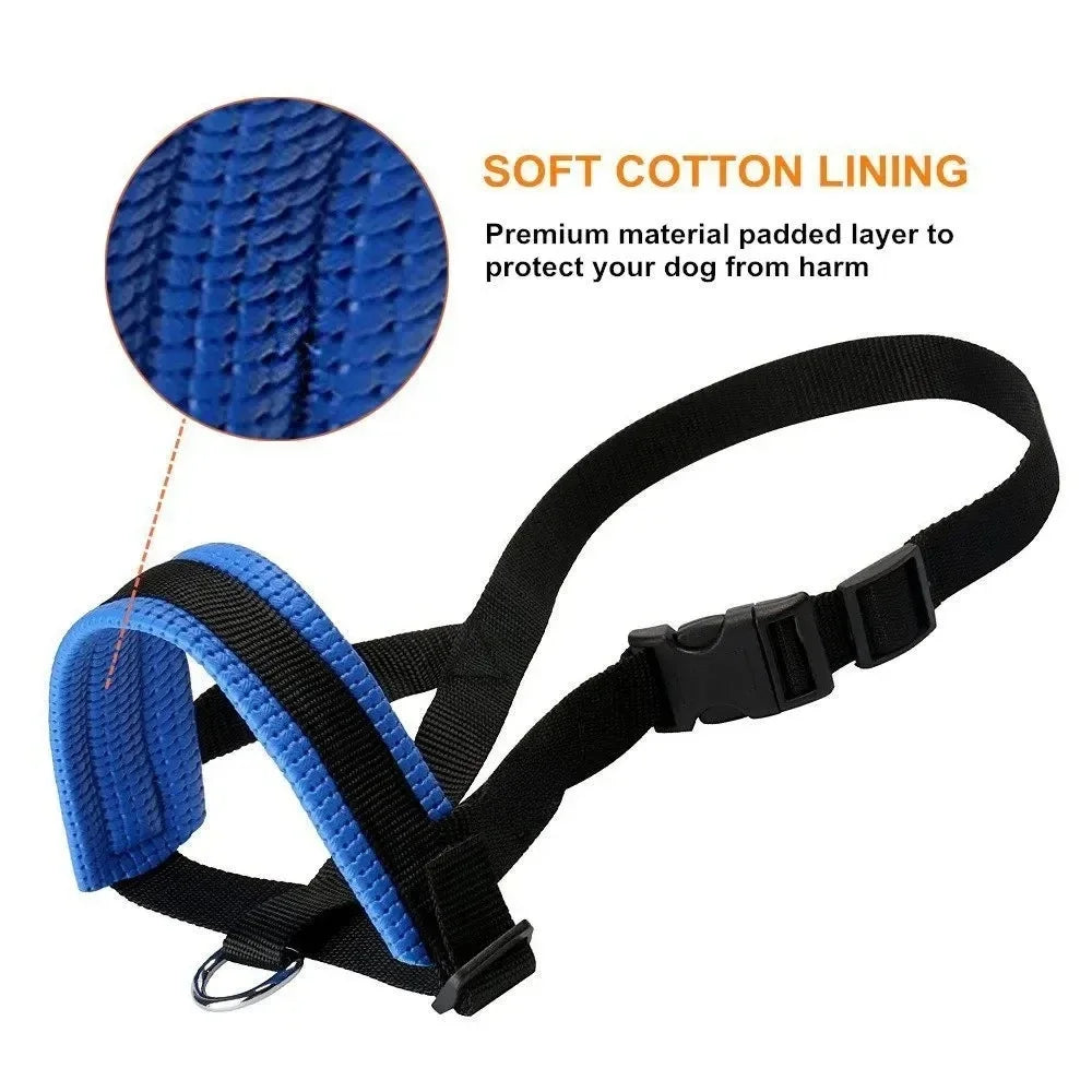 Breathable Nylon Dog Muzzle Anti Bark Collar With Stripes