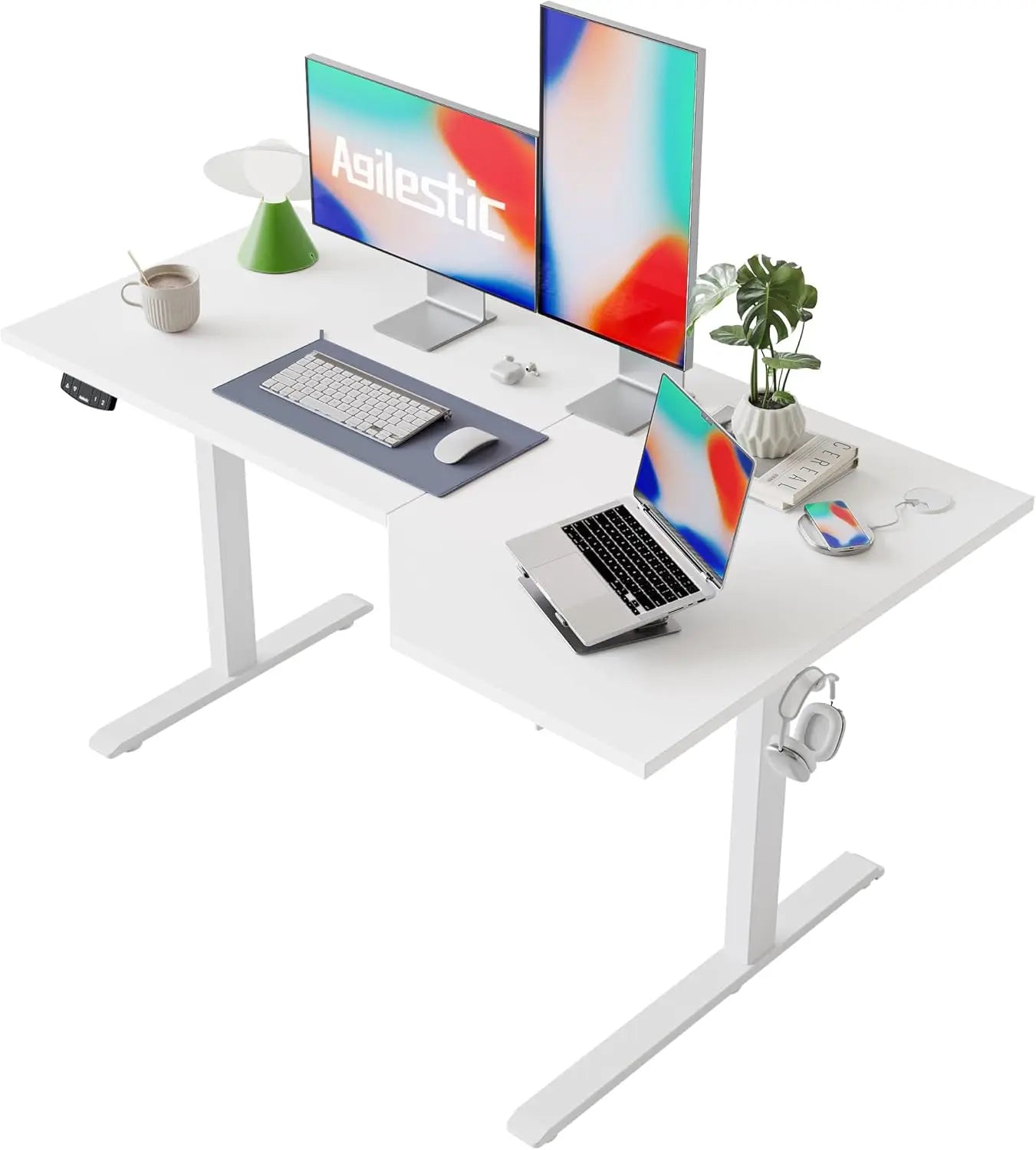 Electric Standing Desk L Shaped 55 Inch Adjustable Home
