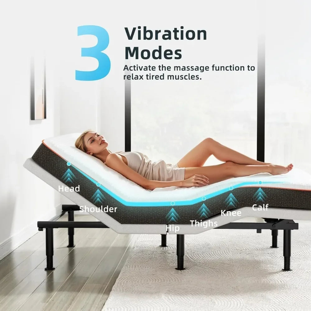 Queen Adjustable Bed Base With Massage And Wireless Remote