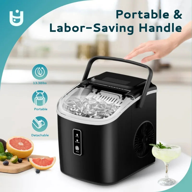 EUHOMY Countertop Ice Maker 26 Lbs Bullet Ice Self Cleaning