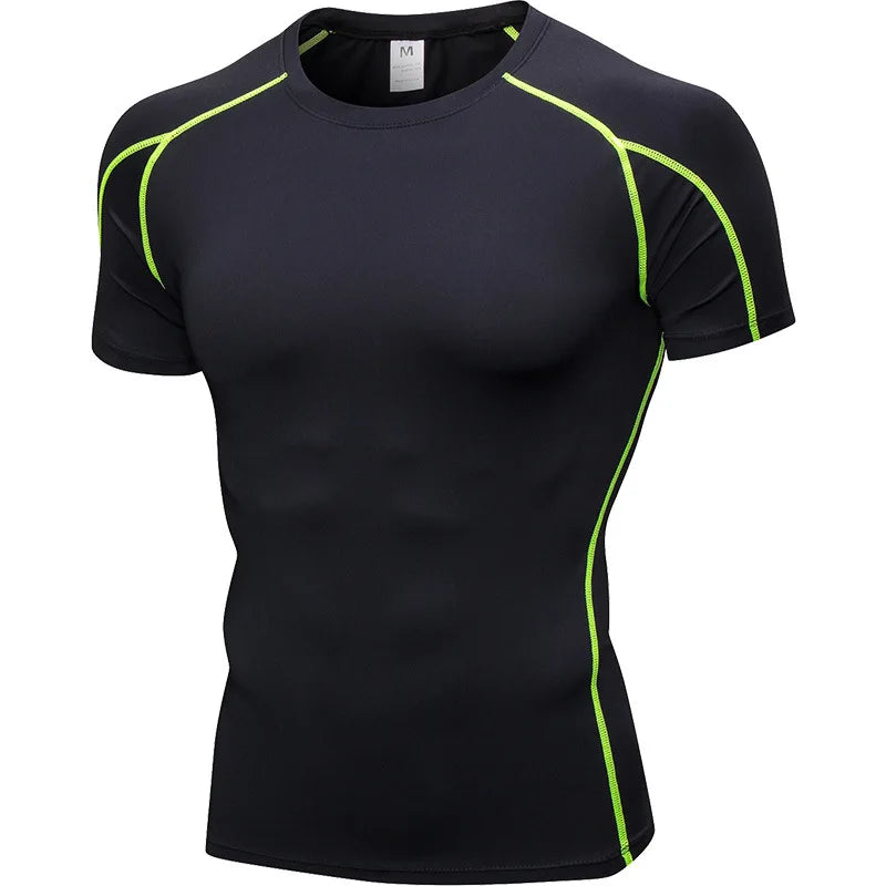 Elastic Mens Quick Dry Sport Running Shirt Fitness Top