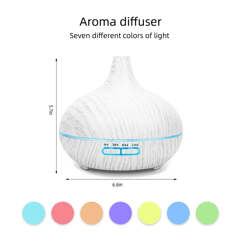 550ml Wood Grain Oil Diffuser With Remote Auto Shut Off