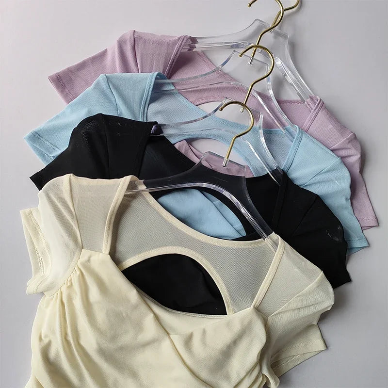 Advanced Mesh Yoga Suit Women Short Sleeve Fitness Top