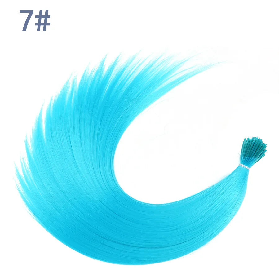 Synthetic I Tip Colored Feather Hair Extensions 10 to 50 Strands Pack Solid Color High Temperature Fiber Wig Accessories