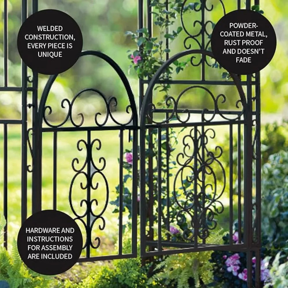 Arch Metal Garden Arbor Double Gate Montebello 84 Inches