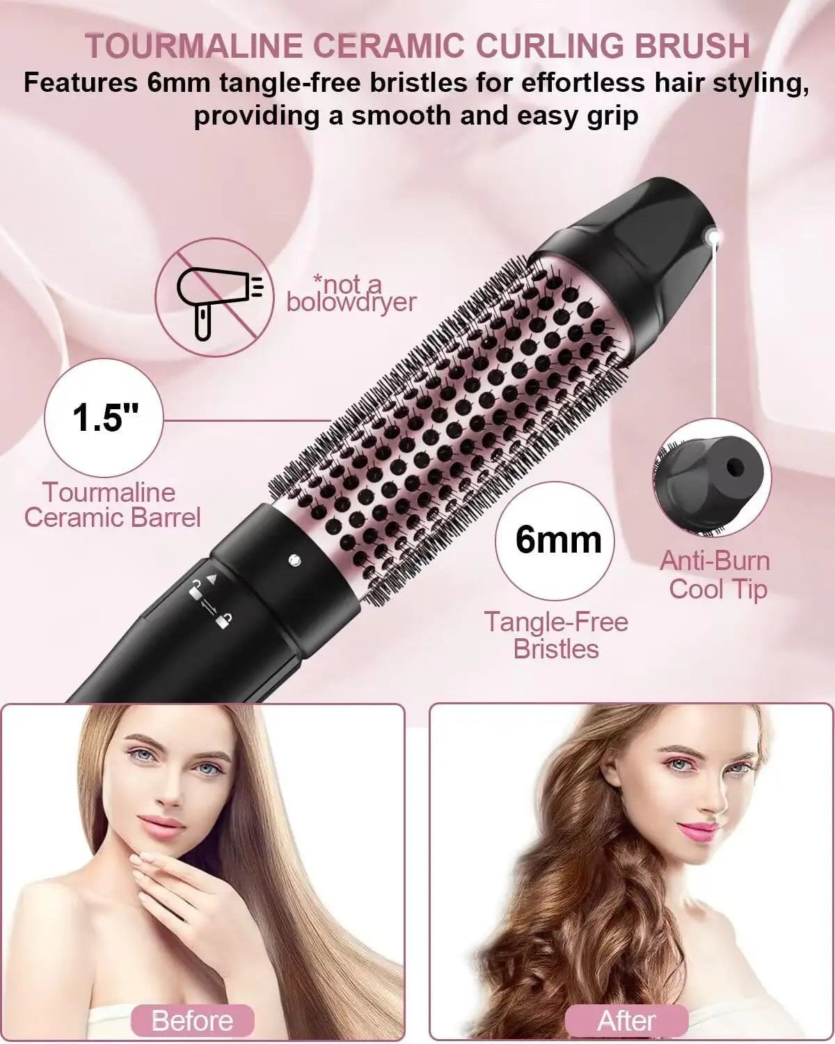 6 In 1 Curling Iron Set With Thermal Brush And Bubble Wand