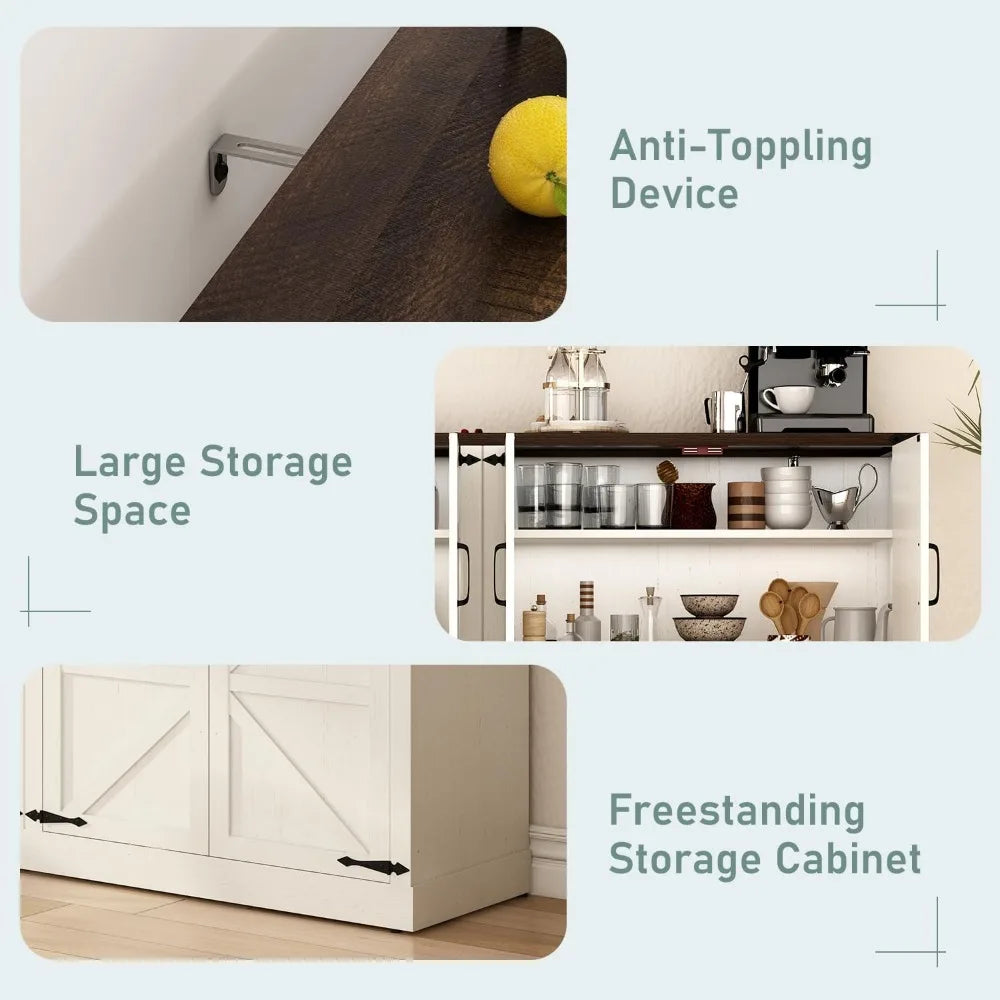 65 Inch Farmhouse Sideboard Buffet Cabinet With Storage