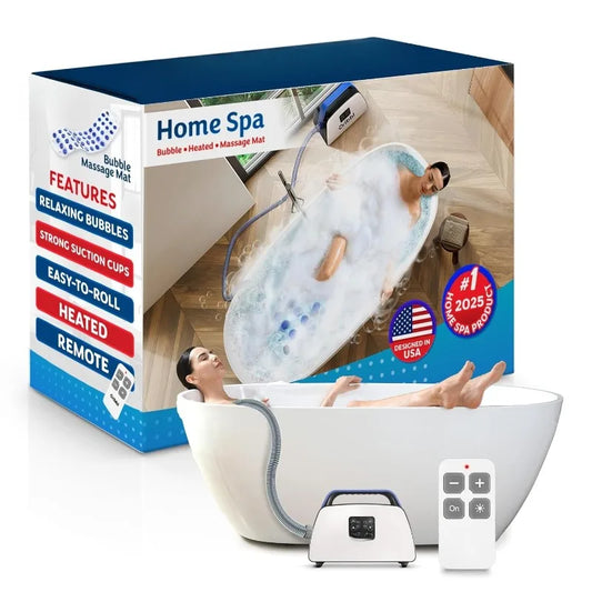 Electric Bubble Massage Bathtub Mat Non Slip Heater Remote