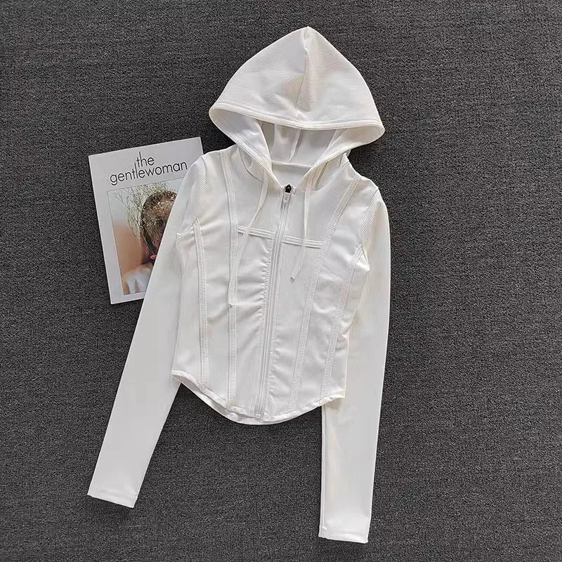 Women's Hooded Yoga Jacket Zipper Breathable Quick Dry