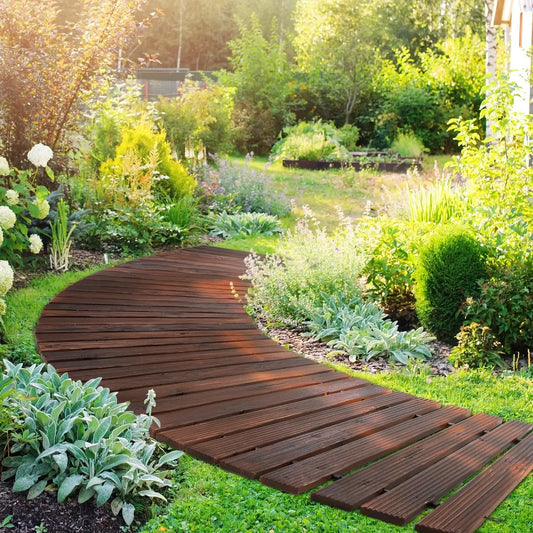 8 Foot Wooden Garden Pathway Curved Outdoor Walkway Cedar