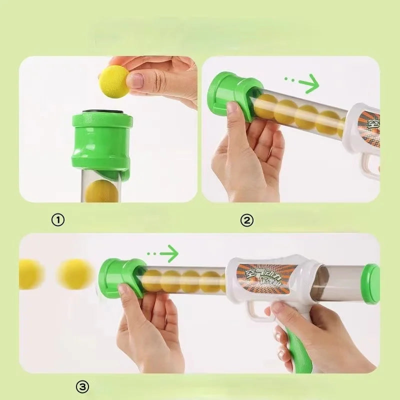 Launch Training Cat Toys Interactive Shooter Gun Teaser Plush Ball Cats Creative Games Stretch Pompoms Gato Supplies