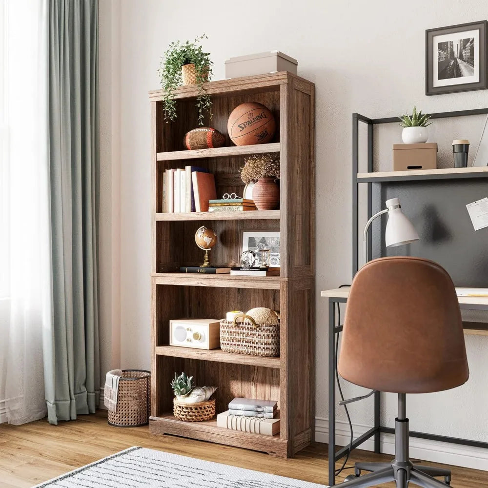 5 Shelf Floor Standing Bookcase 68 Inch Tall Home Office