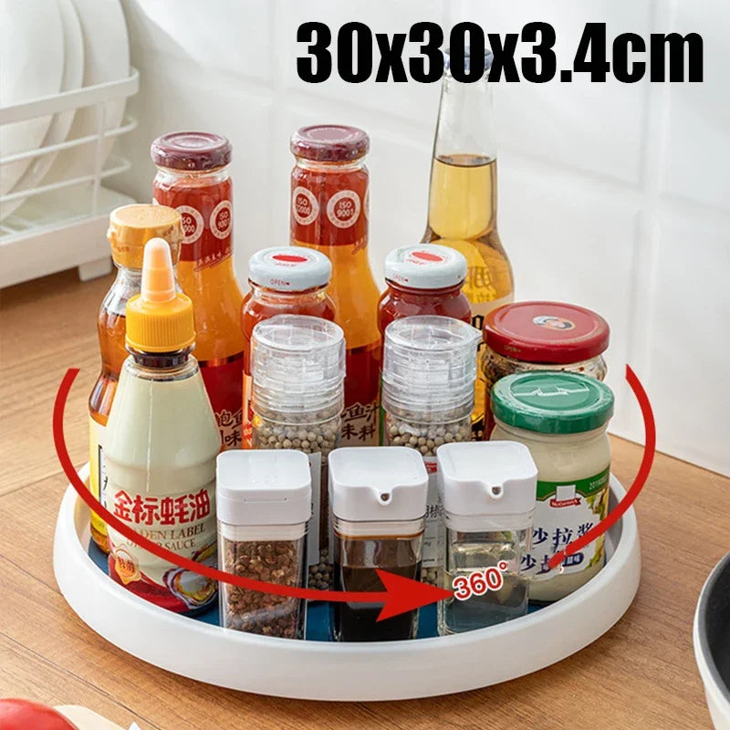 360 Rotating Condiment Storage Rack Anti Slip Kitchen Tray