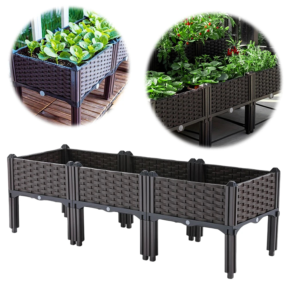 Plastic Raised Planter Box With Drainage Holes Raised Bed