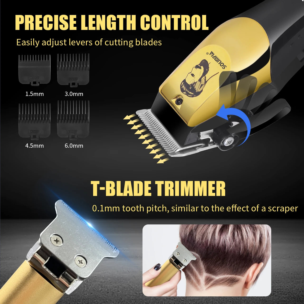 Solimpia Professional USB C Barber Clipper Set Dual Motor