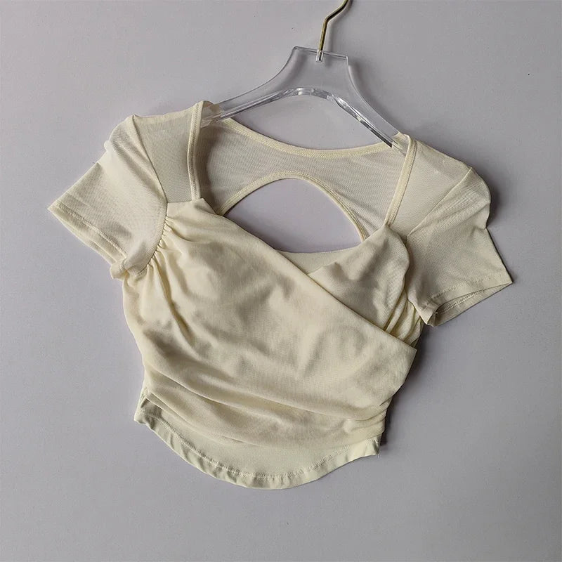 Advanced Mesh Yoga Suit Women Short Sleeve Fitness Top
