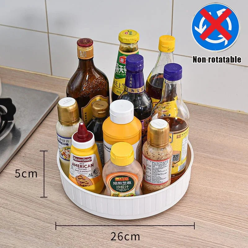 360 Rotating Condiment Storage Rack Anti Slip Kitchen Tray