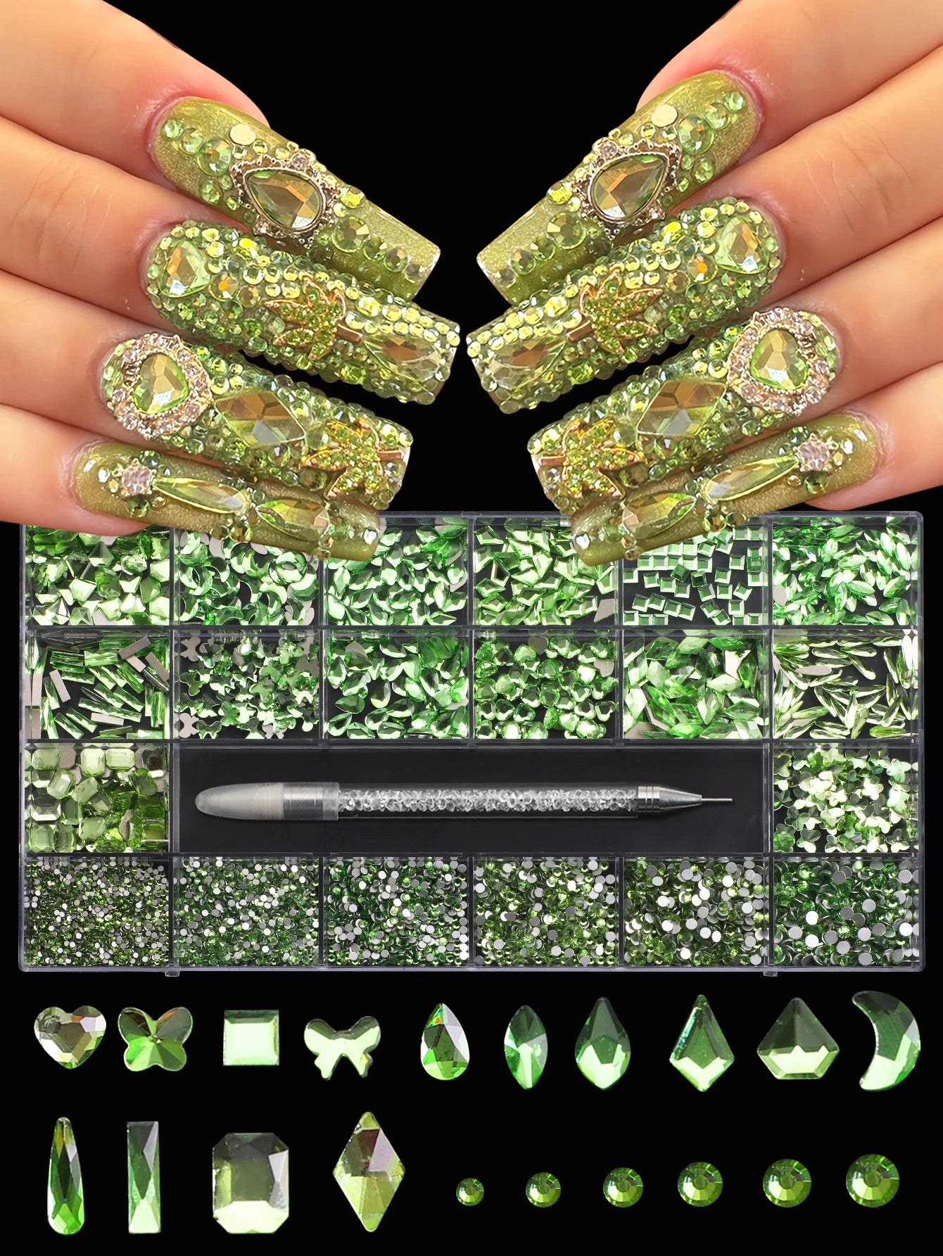 21 Grid Nail Art Diamonds Flat Bottom Glass Rhinestones DIY