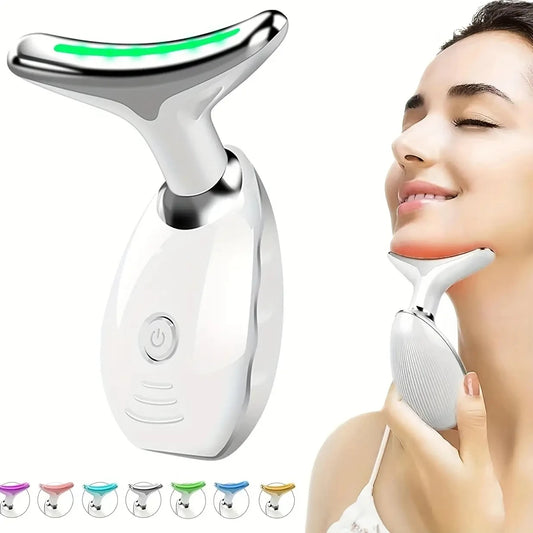 7LED Color Vibrating Neck Massager USB Charging Face Spa
