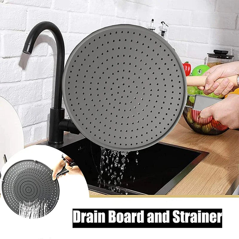 Silicone Kitchen Splatter Screen With Handle Frying Pan Lid