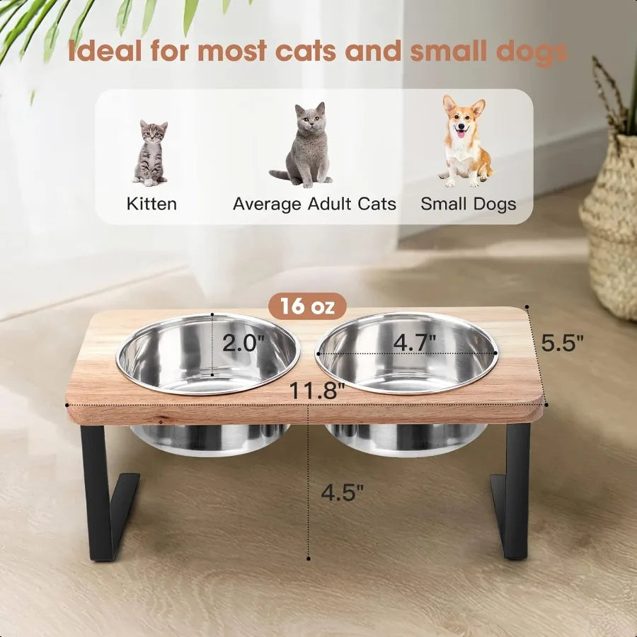Elevated Cat Bowls With Stand And Stainless Steel Bowls