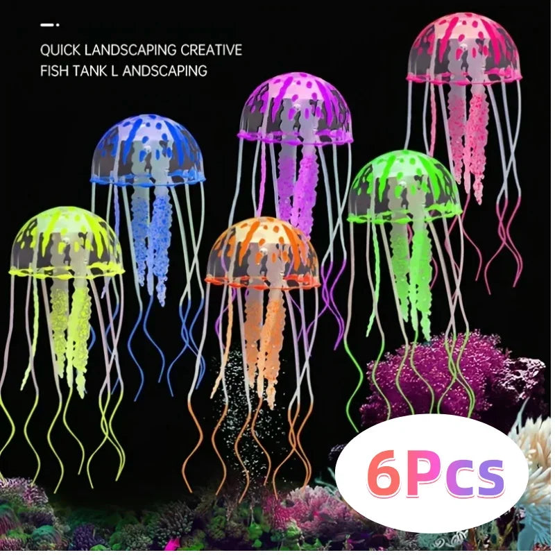 Artificial Swim Glow Jellyfish For Fish Tank Luminous Aquarium Underwater Decoration That Moves With Water Current