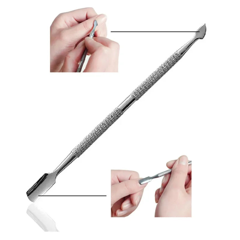 4 Piece Stainless Steel Double Ended Cuticle Pusher Set