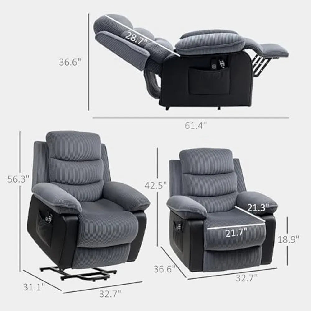 Power Lift Recliner Chair With Massage And Heat For Elderly