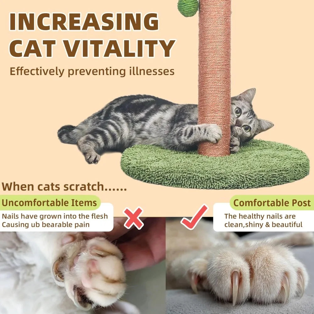 New Cat Scratching Post With Hanging Ball 33 In Sisal Rope