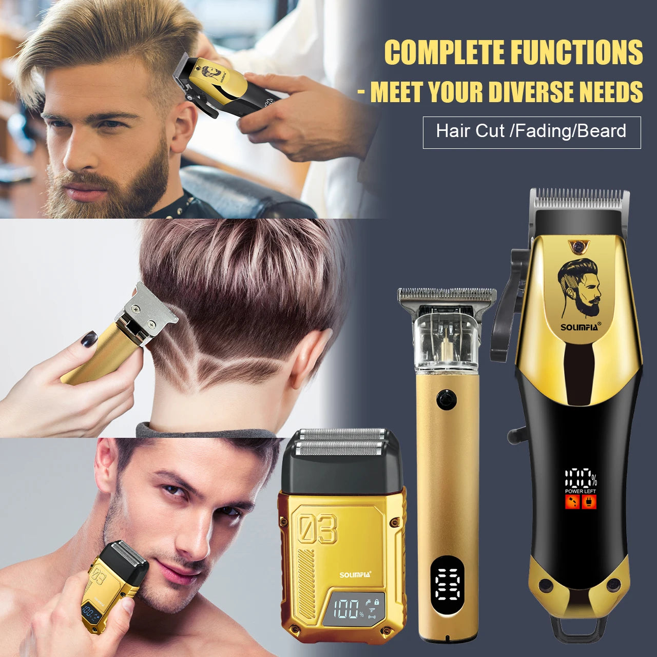 Solimpia Professional USB C Barber Clipper Set Dual Motor